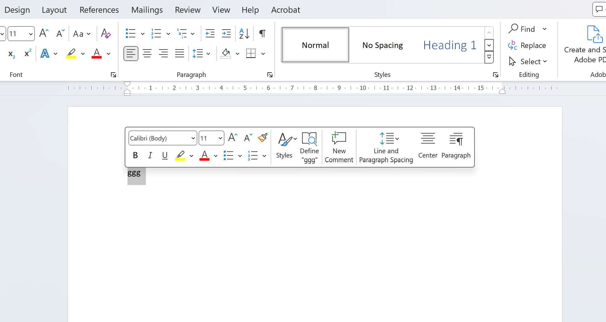 Mini Toolbar