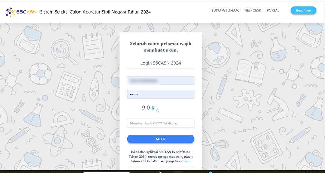 Halaman Login SSCASN