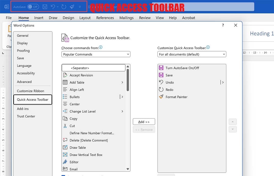 Quick Access Toolbar