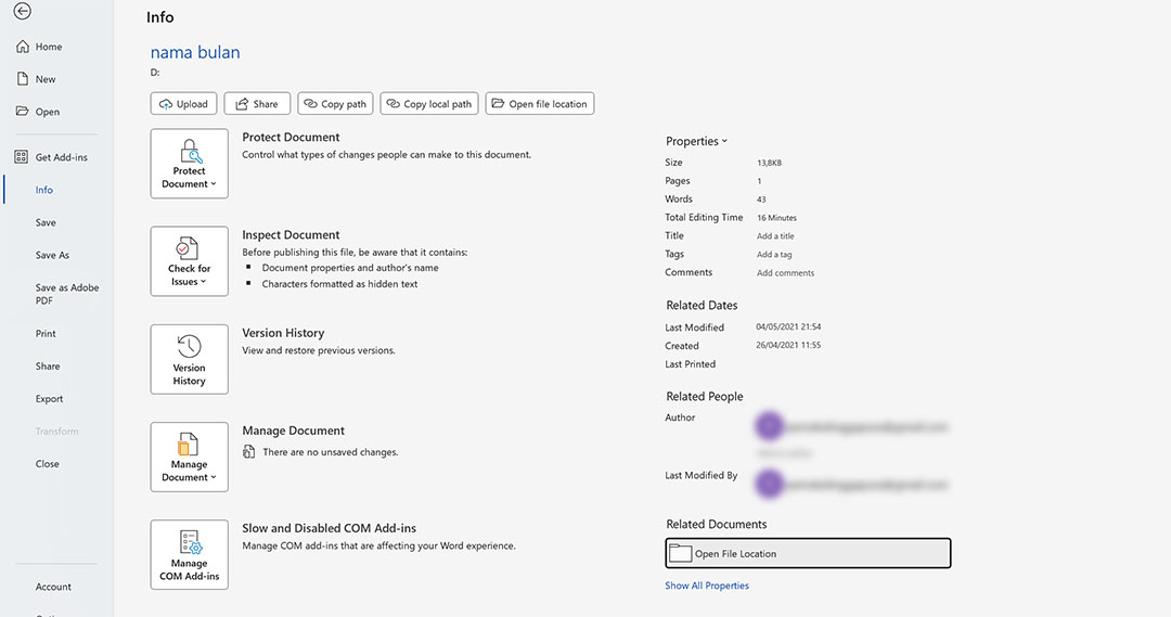 Cara Mengetahui Lokasi File MS Word