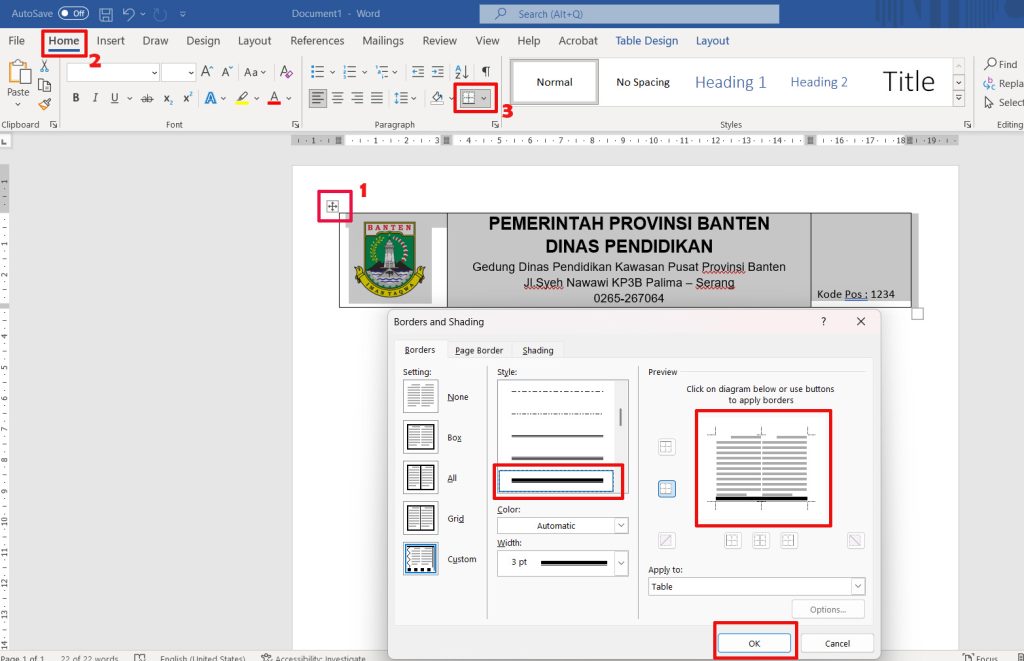 Cara Membuat Kop Surat di MS Word 5