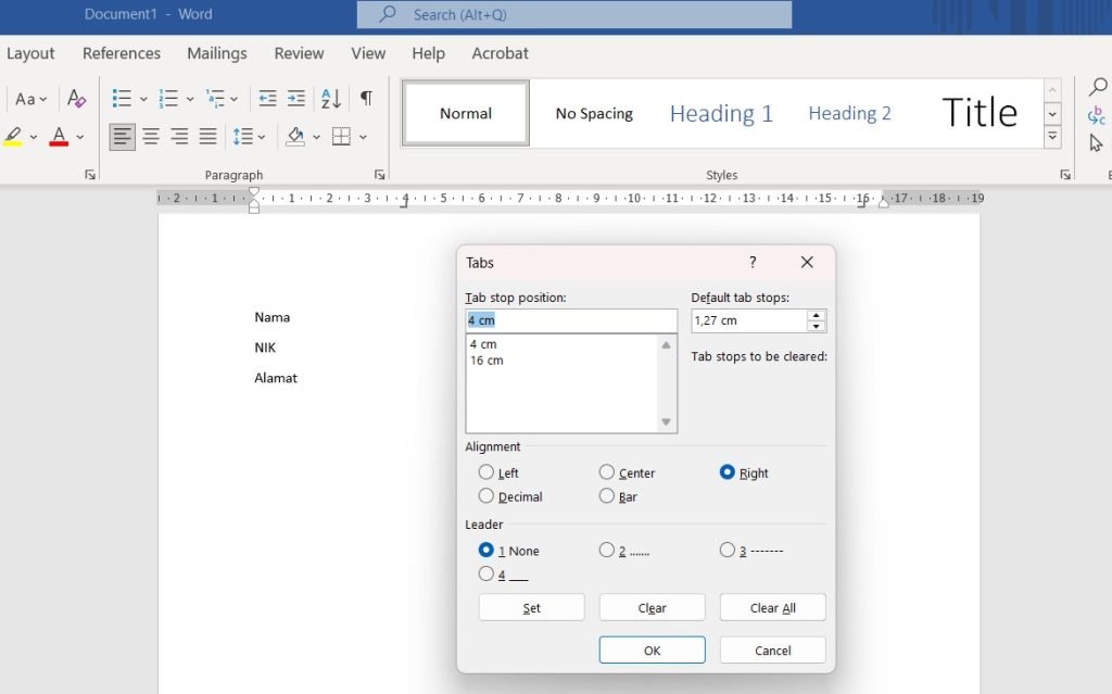 Cara Membuat Titik Titik Otomatis di Ms Word