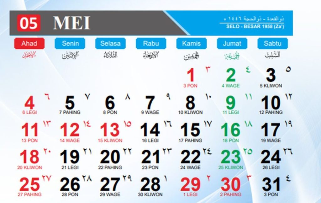 Hari dan Tanggal Libur Bulan Juni Tahun 2025